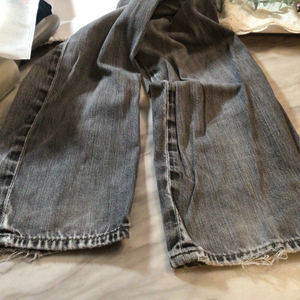 Men's American Eagle Outfitters Slim Straight Jeans 30x32 Grey Wash Frayed Hems - Picture 5 of 13